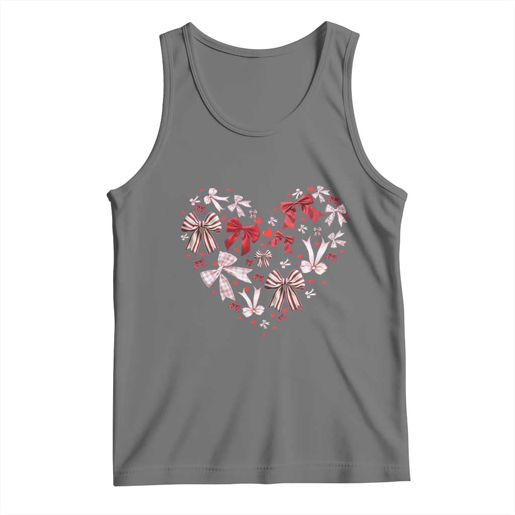 Coquette Valentine's Day Heart Bow Tank Top TS10 Black Heather Print Your Wear