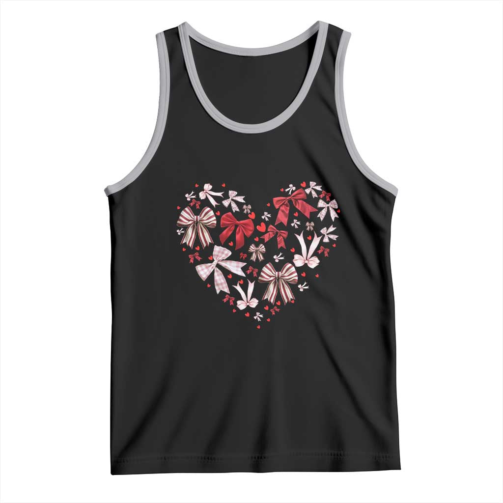 Coquette Valentine's Day Heart Bow Tank Top TS10 Black Athletic Heather Print Your Wear