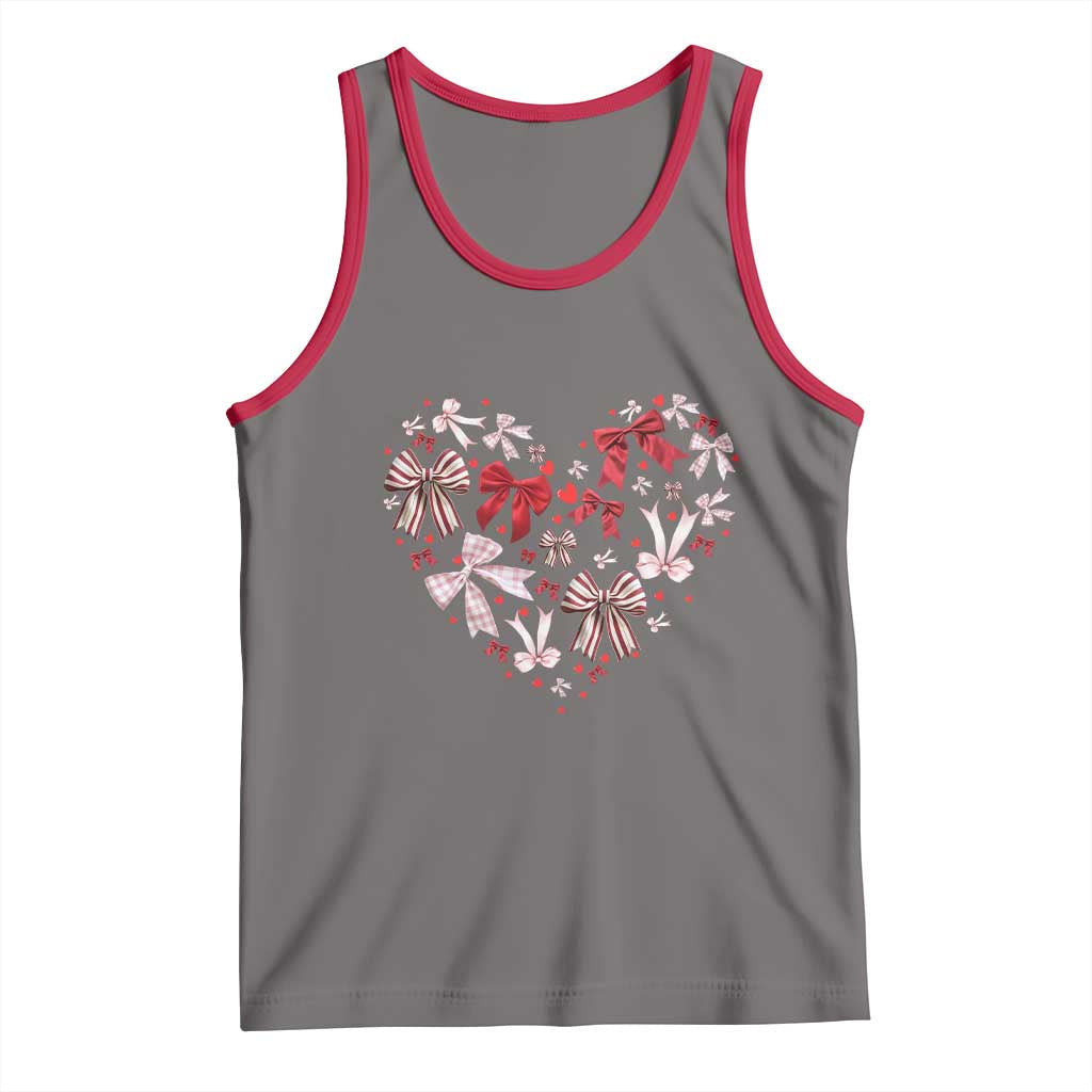 Coquette Valentine's Day Heart Bow Tank Top TS10 Deep Heather Red Print Your Wear