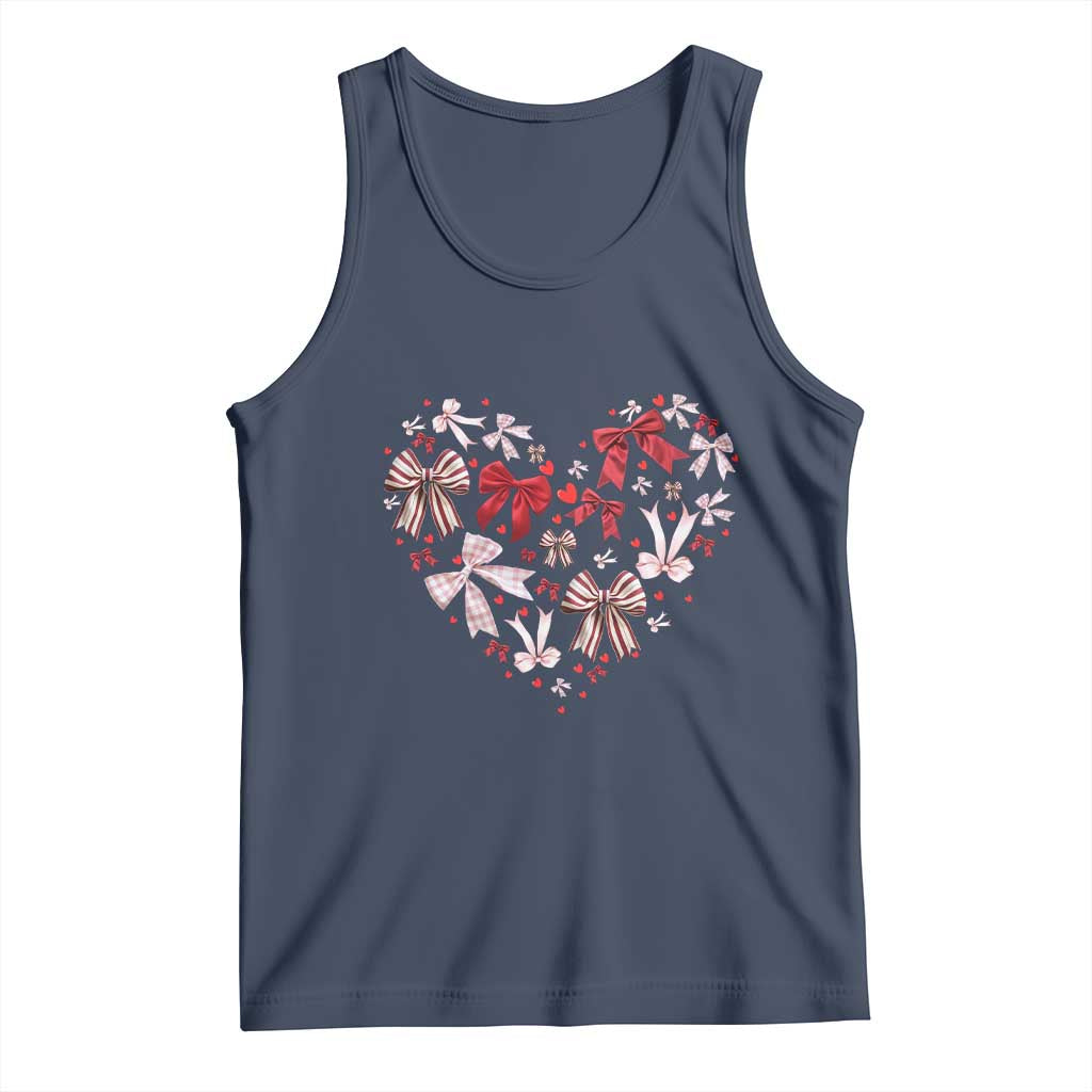 Coquette Valentine's Day Heart Bow Tank Top TS10 Navy Print Your Wear