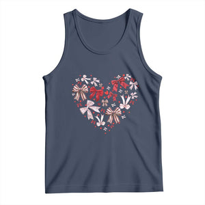 Coquette Valentine's Day Heart Bow Tank Top TS10 Navy Print Your Wear