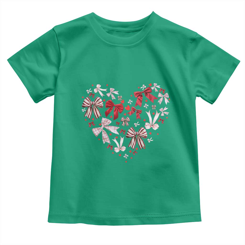 Coquette Valentine's Day Heart Bow Toddler T Shirt TS10 Irish Green Print Your Wear