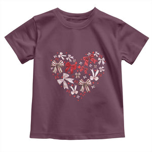 Coquette Valentine's Day Heart Bow Toddler T Shirt TS10 Maroon Print Your Wear