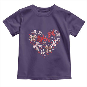 Coquette Valentine's Day Heart Bow Toddler T Shirt TS10 Purple Print Your Wear