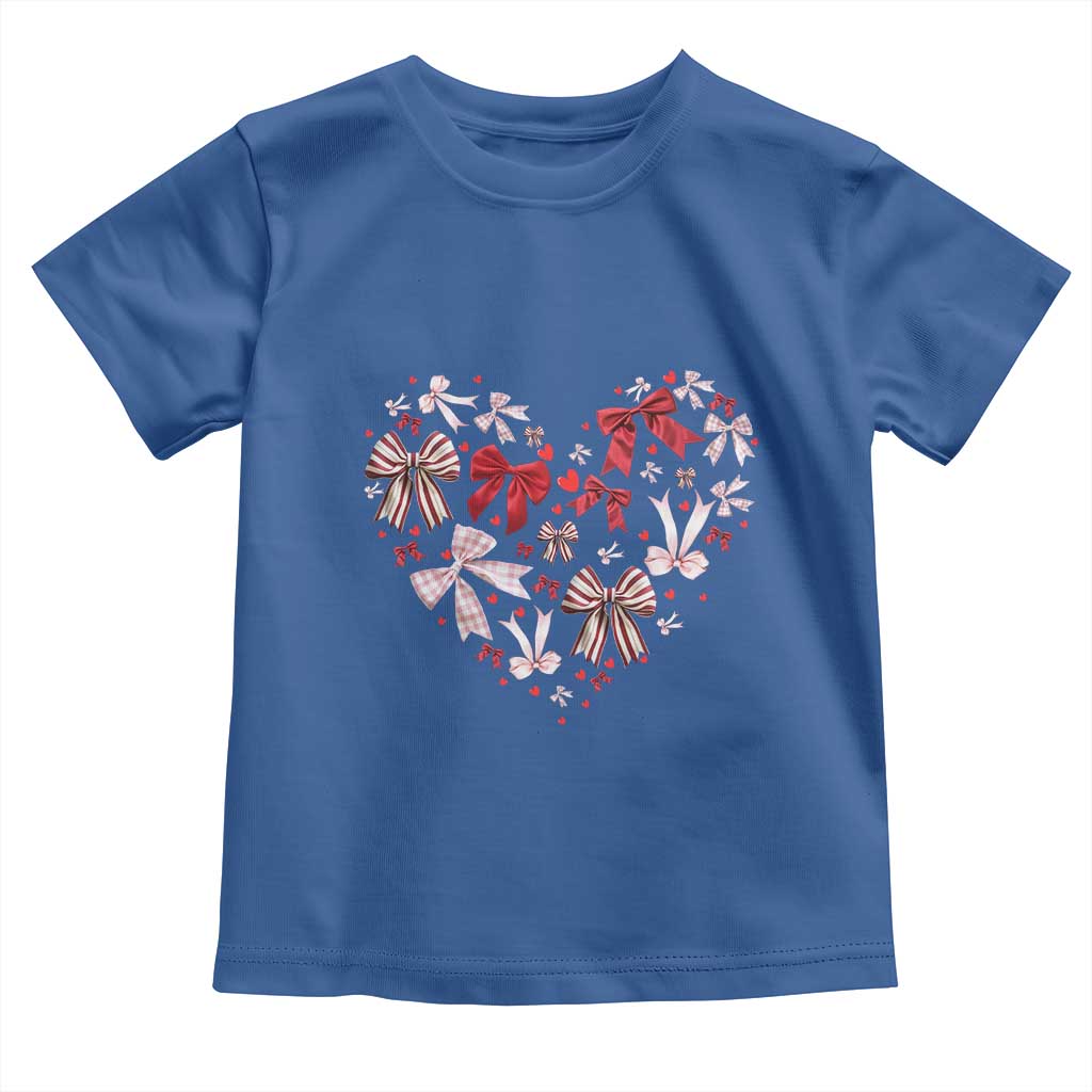 Coquette Valentine's Day Heart Bow Toddler T Shirt TS10 Royal Blue Print Your Wear
