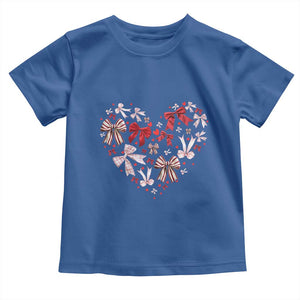 Coquette Valentine's Day Heart Bow Toddler T Shirt TS10 Royal Blue Print Your Wear