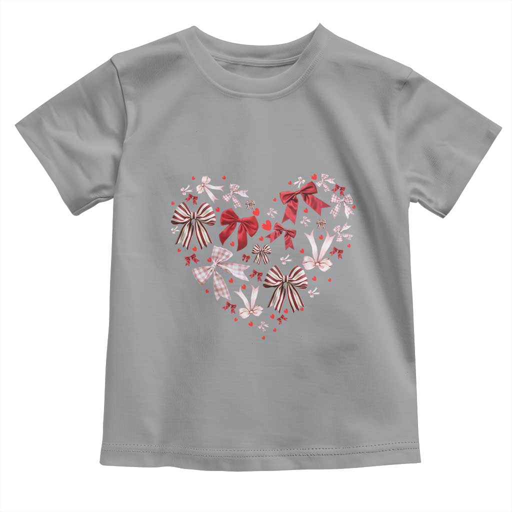 Coquette Valentine's Day Heart Bow Toddler T Shirt TS10 Sport Gray Print Your Wear