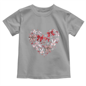 Coquette Valentine's Day Heart Bow Toddler T Shirt TS10 Sport Gray Print Your Wear
