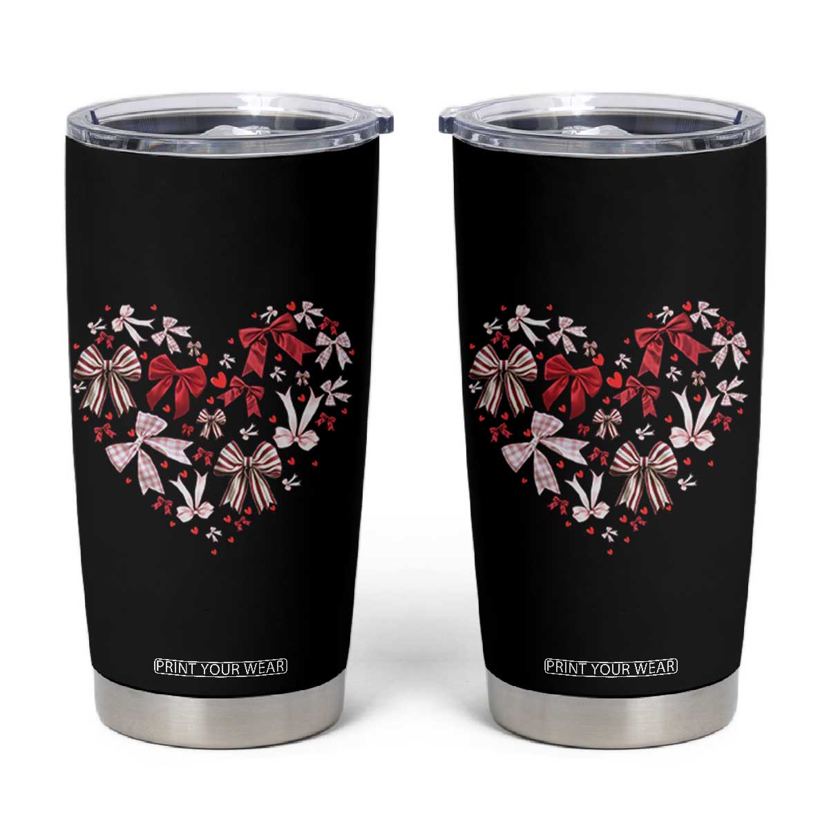 Coquette Valentine's Day Heart Bow Tumbler Cup TS10 Black Print Your Wear