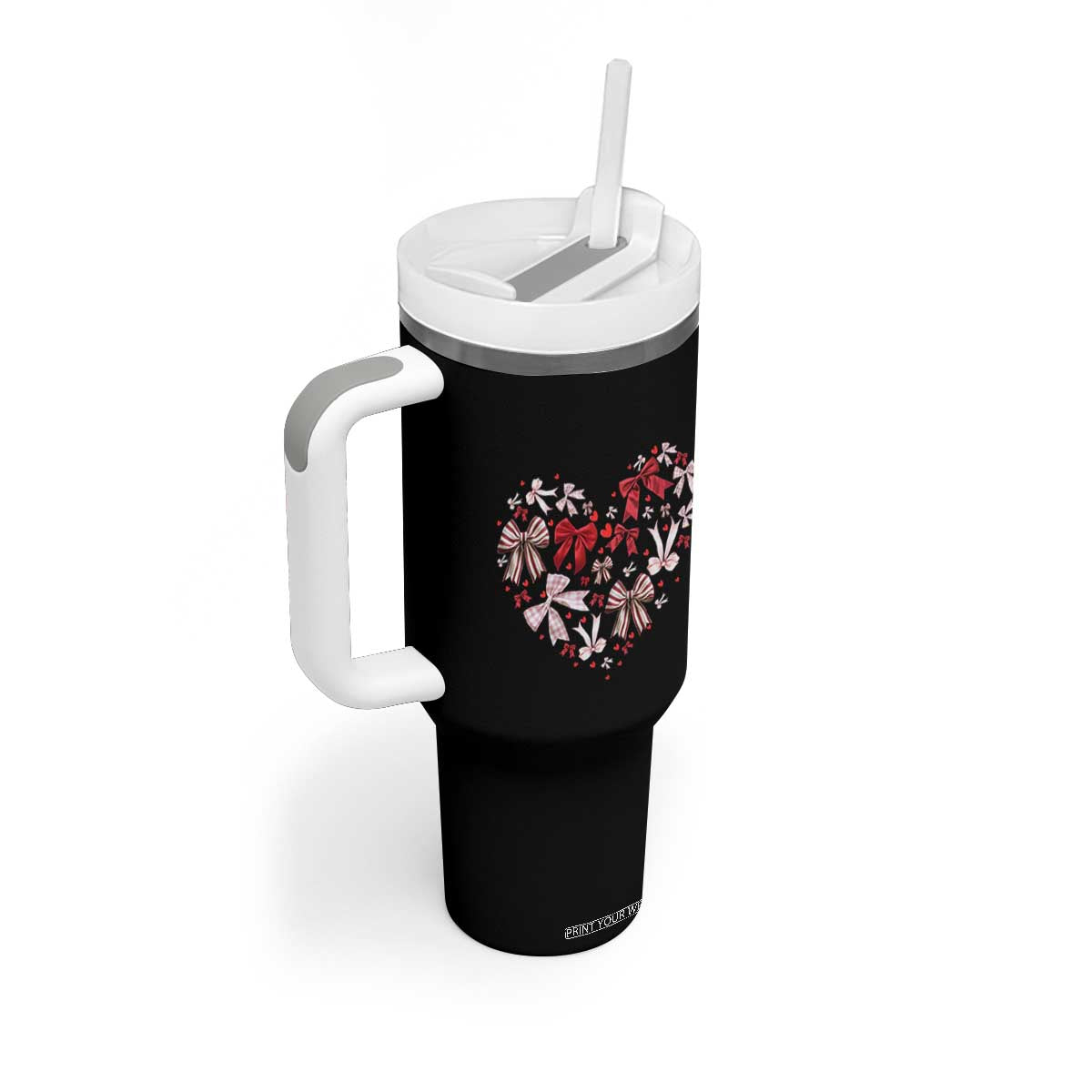 Coquette Valentine's Day Heart Bow Tumbler With Handle TS10 Print Your Wear