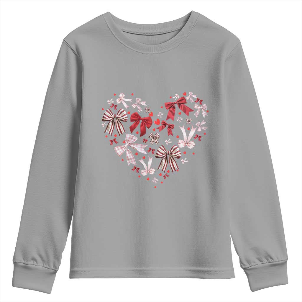 Coquette Valentine's Day Heart Bow Youth Sweatshirt TS10 Sport Gray Print Your Wear
