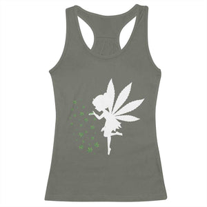 Marijuana Racerback Tank Top Weed Fairy Fantasy Leaf Stoner Pot Smoker Cannabis TS10 Military Green Print Your Wear
