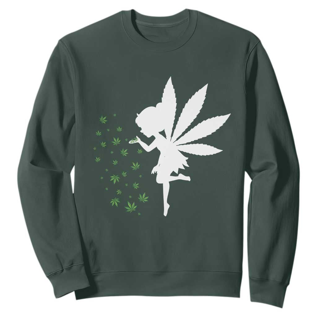 Marijuana Sweatshirt Weed Fairy Fantasy Leaf Stoner Pot Smoker Cannabis TS10 Dark Forest Green Print Your Wear