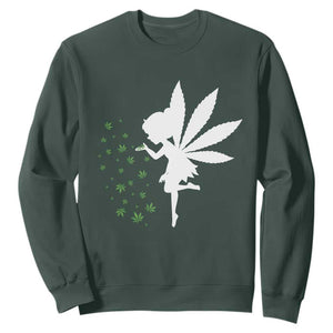 Marijuana Sweatshirt Weed Fairy Fantasy Leaf Stoner Pot Smoker Cannabis TS10 Dark Forest Green Print Your Wear