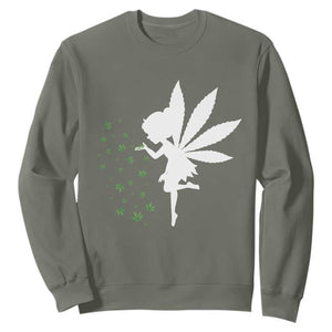 Marijuana Sweatshirt Weed Fairy Fantasy Leaf Stoner Pot Smoker Cannabis TS10 Military Green Print Your Wear