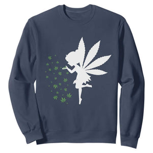 Marijuana Sweatshirt Weed Fairy Fantasy Leaf Stoner Pot Smoker Cannabis TS10 Navy Print Your Wear