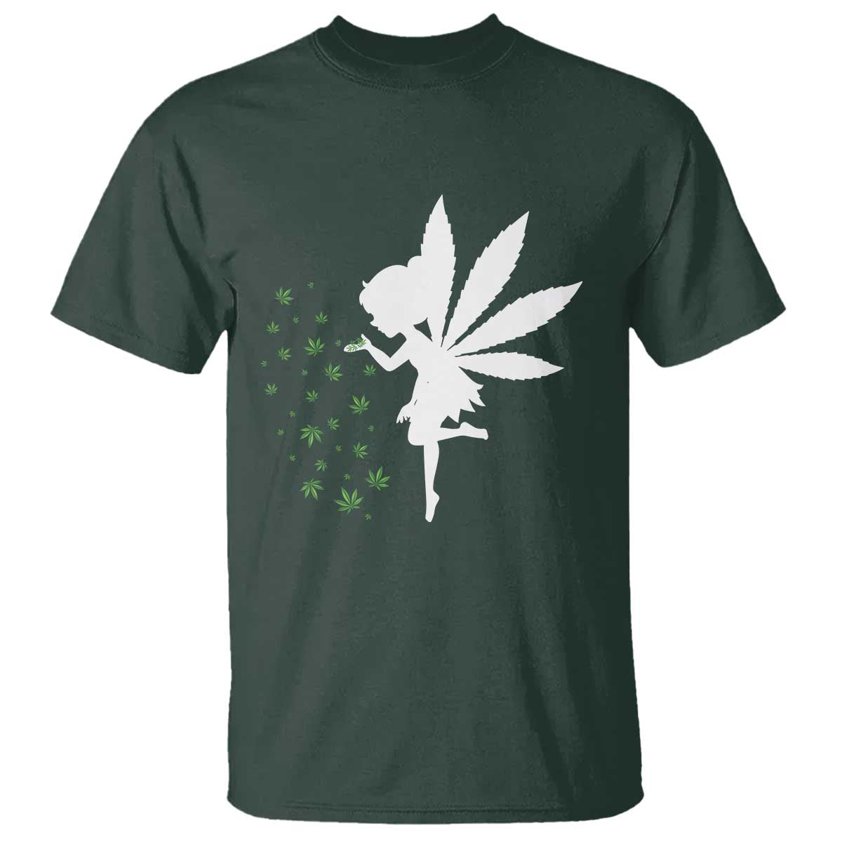 Marijuana T Shirt Weed Fairy Fantasy Leaf Stoner Pot Smoker Cannabis TS10 Dark Forest Green Print Your Wear