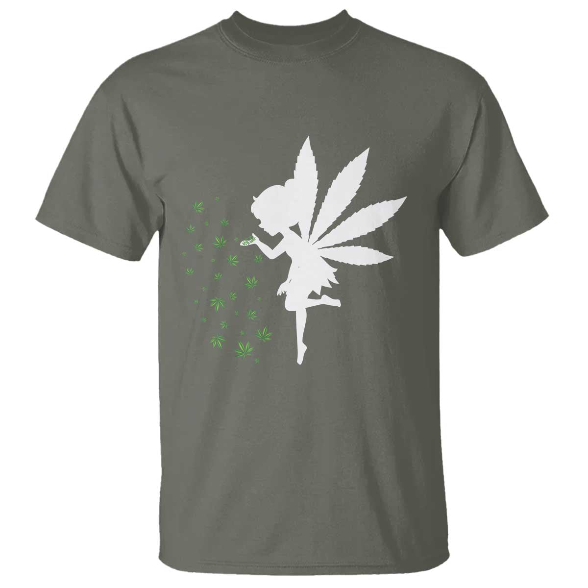Marijuana T Shirt Weed Fairy Fantasy Leaf Stoner Pot Smoker Cannabis TS10 Military Green Print Your Wear