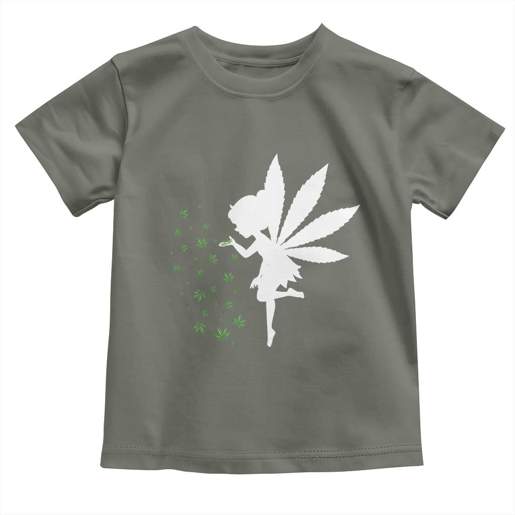 Marijuana Toddler T Shirt Weed Fairy Fantasy Leaf Stoner Pot Smoker Cannabis TS10 Military Green Print Your Wear