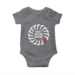 Deny Defend Depose Baby Onesie Meme Capitalism Revolution Morale Gun Lover TS10 Charcoal Print Your Wear