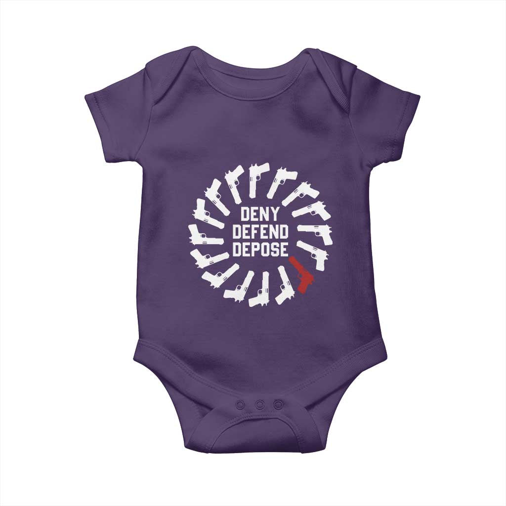 Deny Defend Depose Baby Onesie Meme Capitalism Revolution Morale Gun Lover TS10 Purple Print Your Wear