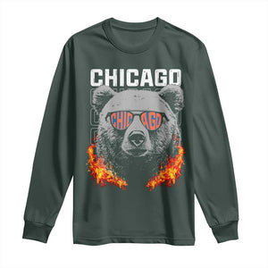 Bears Mascot Long Sleeve Shirt Vintage Retro Chicago TS10 Dark Forest Green Print Your Wear