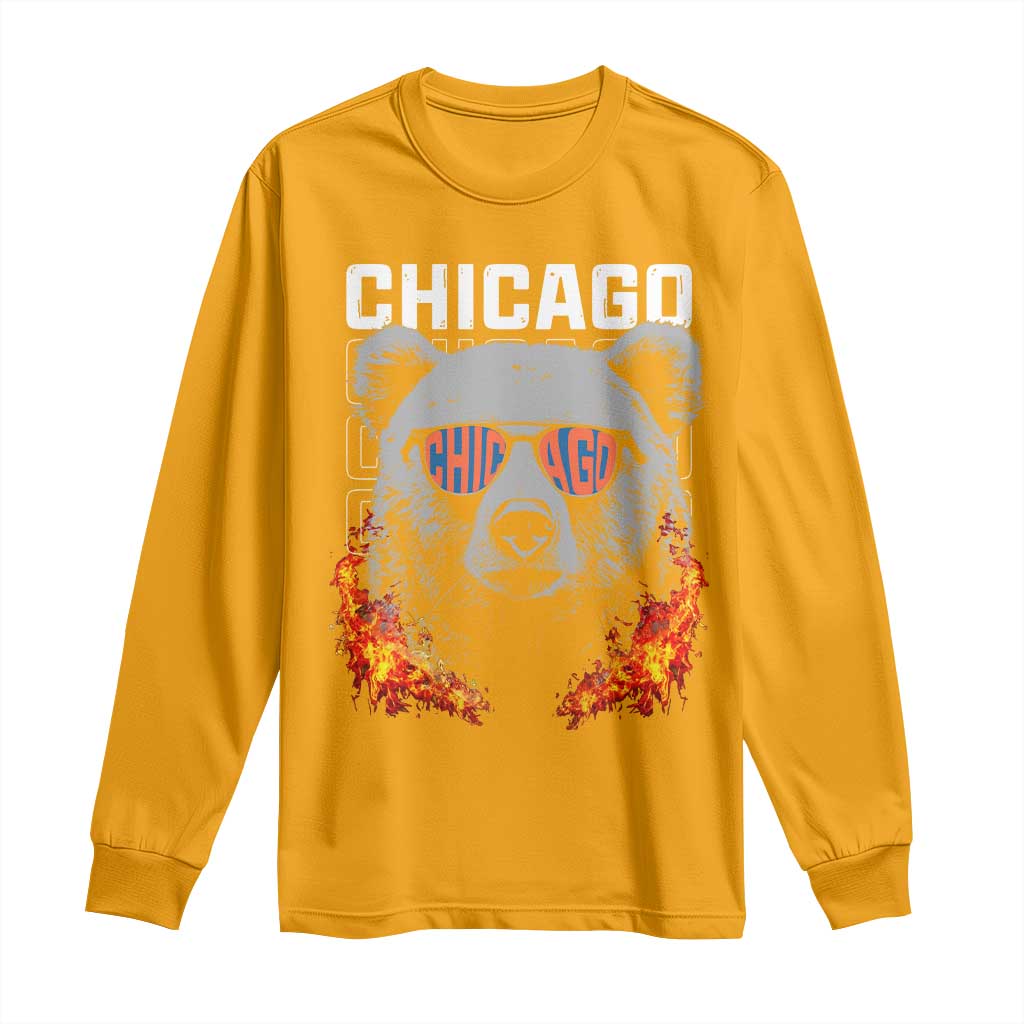 Bears Mascot Long Sleeve Shirt Vintage Retro Chicago TS10 Gold Print Your Wear