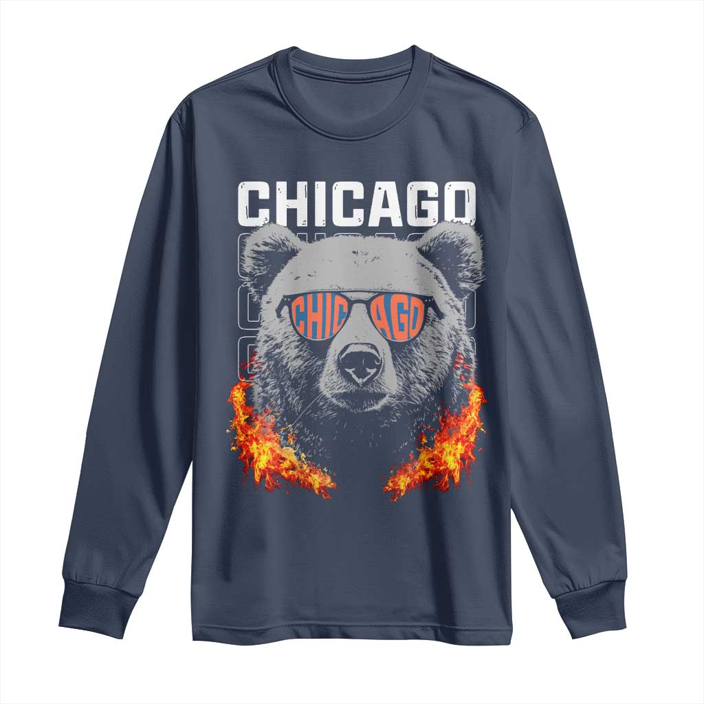 Bears Mascot Long Sleeve Shirt Vintage Retro Chicago TS10 Navy Print Your Wear