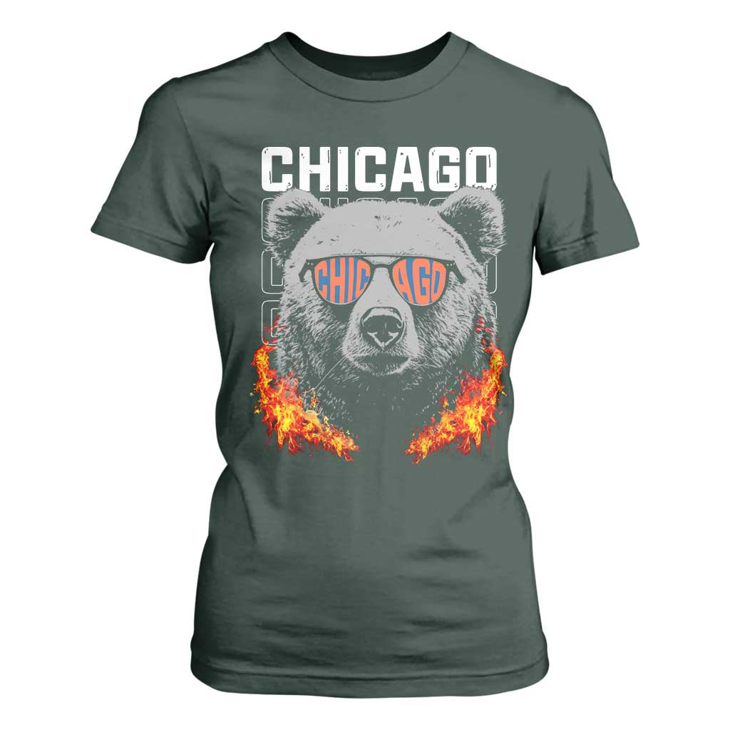 Bears Mascot T Shirt For Women Vintage Retro Chicago TS10 Dark Forest Green Print Your Wear