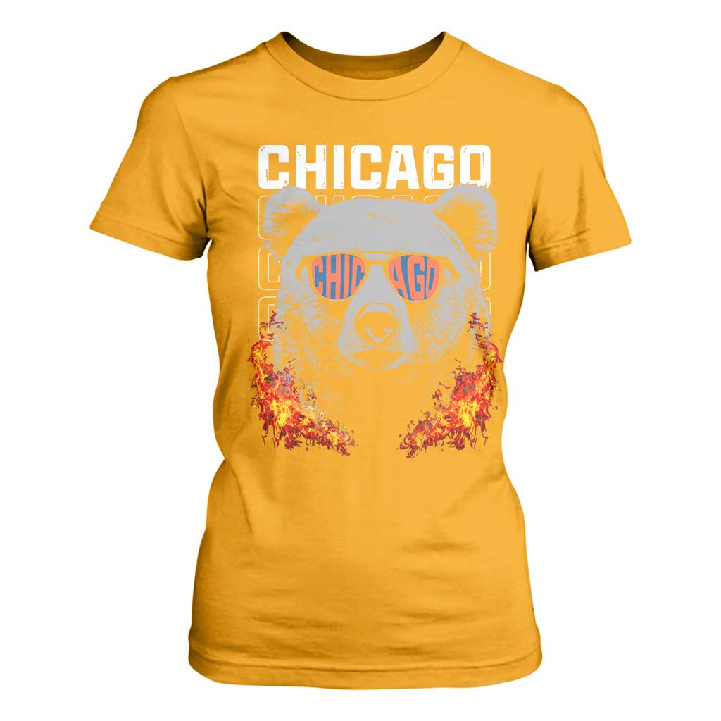 Bears Mascot T Shirt For Women Vintage Retro Chicago TS10 Gold Print Your Wear