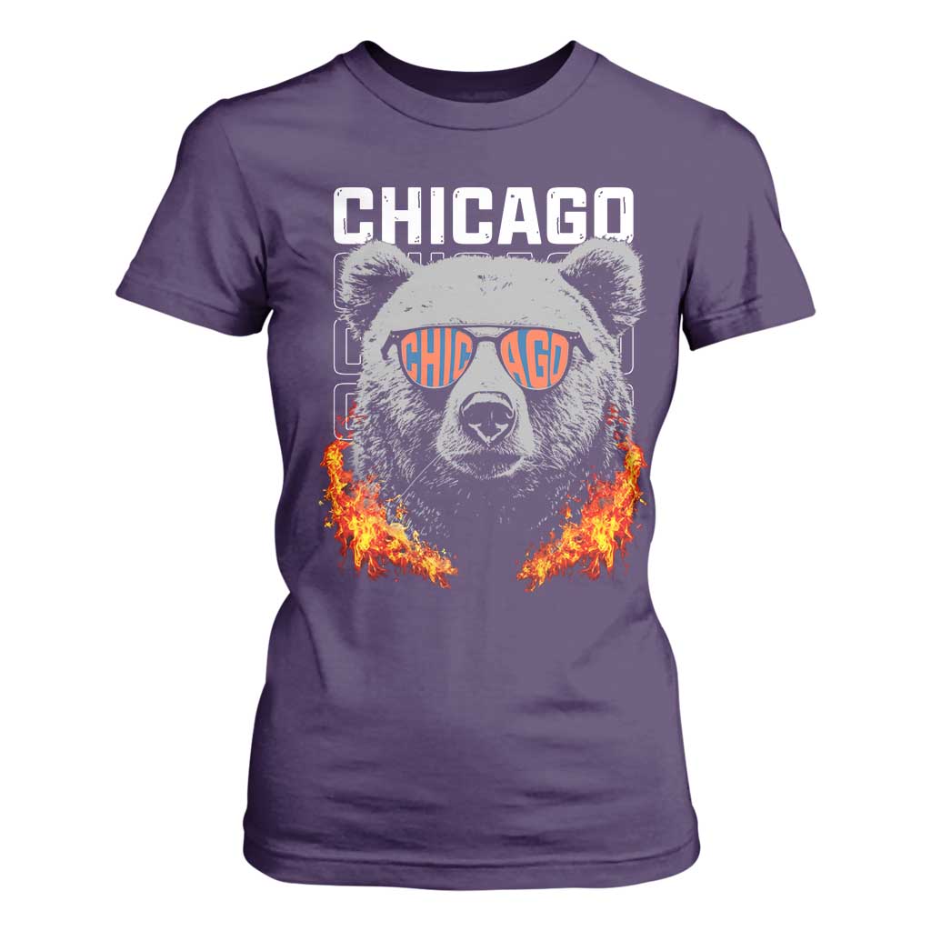 Bears Mascot T Shirt For Women Vintage Retro Chicago TS10 Purple Print Your Wear