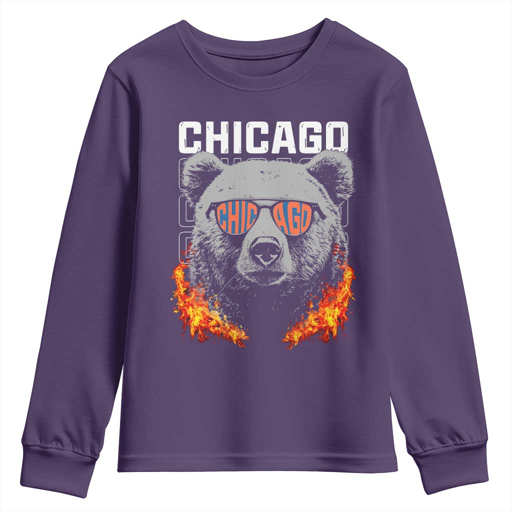 Bears Mascot Youth Sweatshirt Vintage Retro Chicago TS10 Purple Print Your Wear