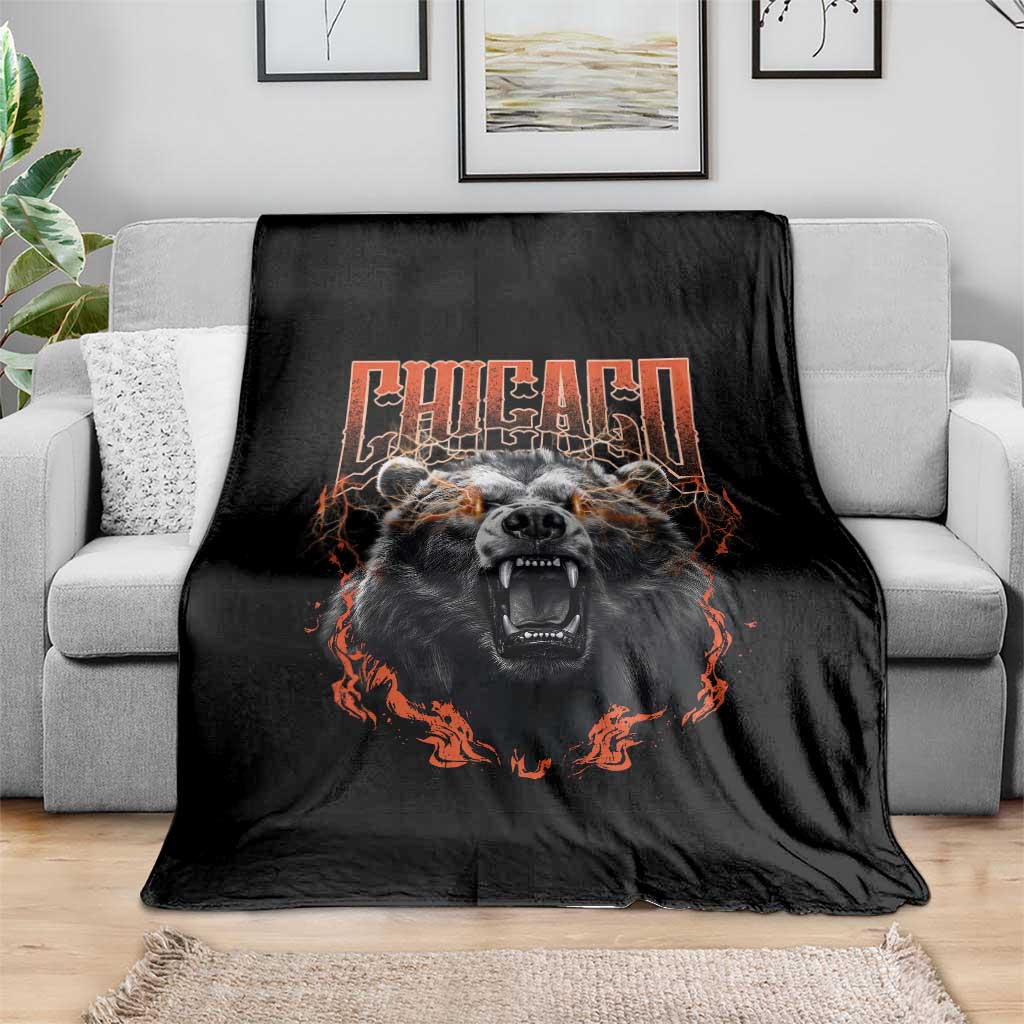 Vintage Chicago Throw Blanket Retro Graphic Wild Bear Streetwear Bootleg TS10 Print Your Wear