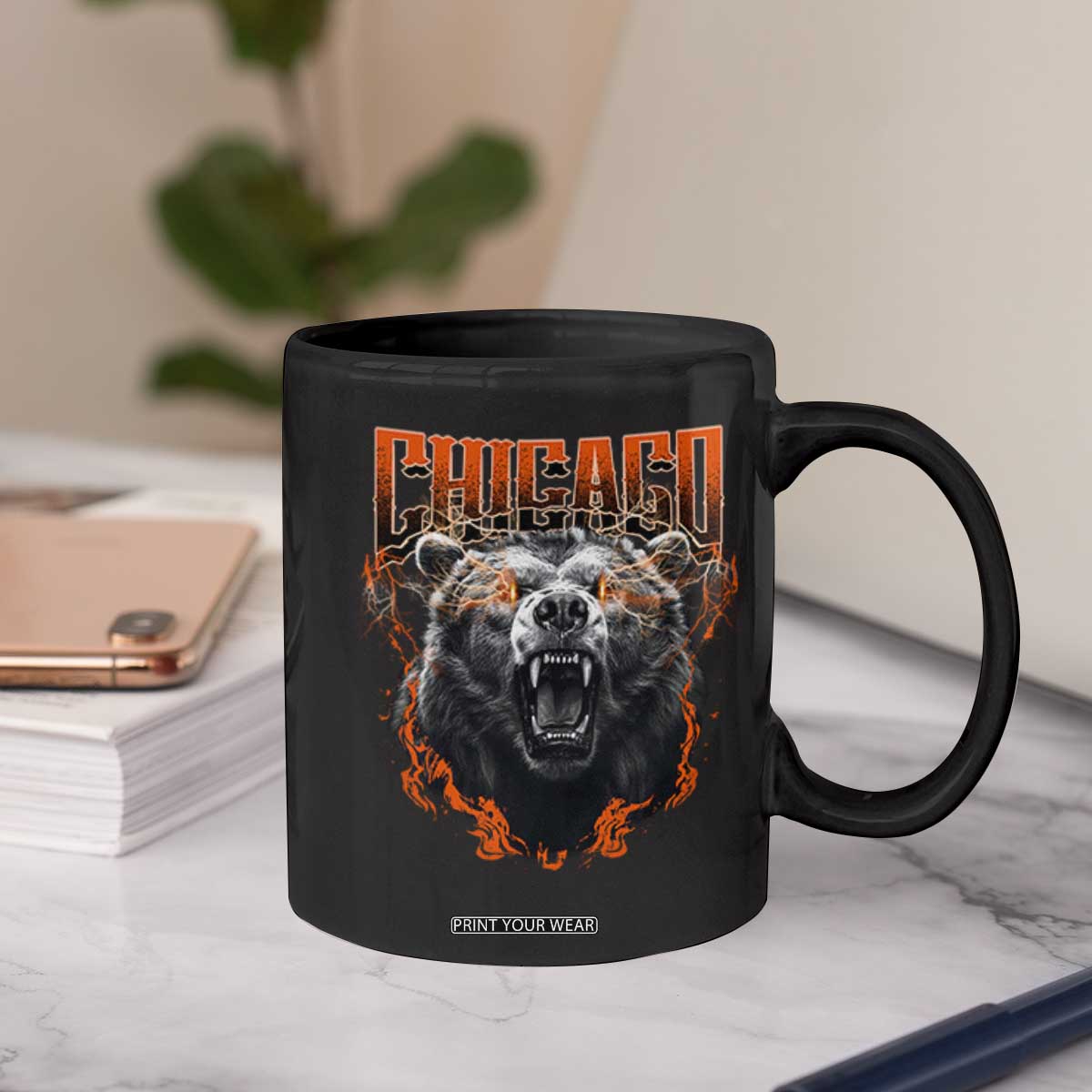 Vintage Chicago Coffee Mug Retro Graphic Wild Bear Streetwear Bootleg TS10 Print Your Wear