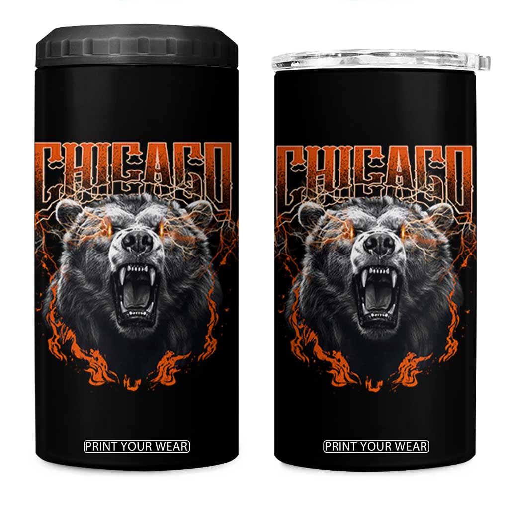 Vintage Chicago 4 in 1 Can Cooler Tumbler Retro Graphic Wild Bear Streetwear Bootleg TS10 One Size: 16 oz Black Print Your Wear