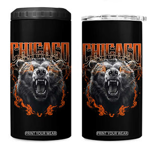 Vintage Chicago 4 in 1 Can Cooler Tumbler Retro Graphic Wild Bear Streetwear Bootleg TS10 One Size: 16 oz Black Print Your Wear