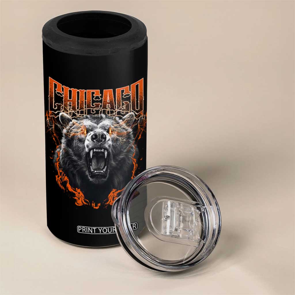 Vintage Chicago 4 in 1 Can Cooler Tumbler Retro Graphic Wild Bear Streetwear Bootleg TS10 Print Your Wear