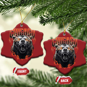 Vintage Chicago Christmas Ornament Retro Graphic Wild Bear Streetwear Bootleg TS10 Snow Flake Red Print Your Wear