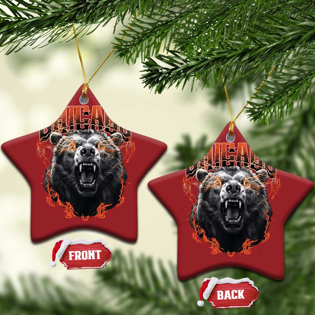 Vintage Chicago Christmas Ornament Retro Graphic Wild Bear Streetwear Bootleg TS10 Star Red Print Your Wear