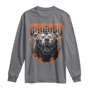 Vintage Chicago Long Sleeve Shirt Retro Graphic Wild Bear Streetwear Bootleg TS10 Charcoal Print Your Wear