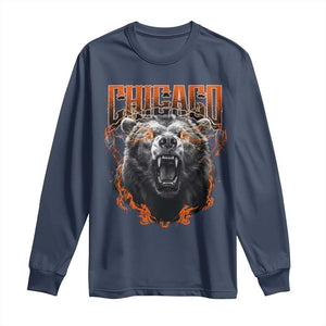 Vintage Chicago Long Sleeve Shirt Retro Graphic Wild Bear Streetwear Bootleg TS10 Navy Print Your Wear