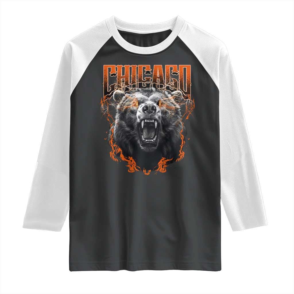 Vintage Chicago Raglan Shirt Retro Graphic Wild Bear Streetwear Bootleg TS10 Black White Print Your Wear