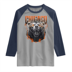 Vintage Chicago Raglan Shirt Retro Graphic Wild Bear Streetwear Bootleg TS10 Sport Gray Navy Print Your Wear