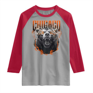 Vintage Chicago Raglan Shirt Retro Graphic Wild Bear Streetwear Bootleg TS10 Sport Gray Red Print Your Wear