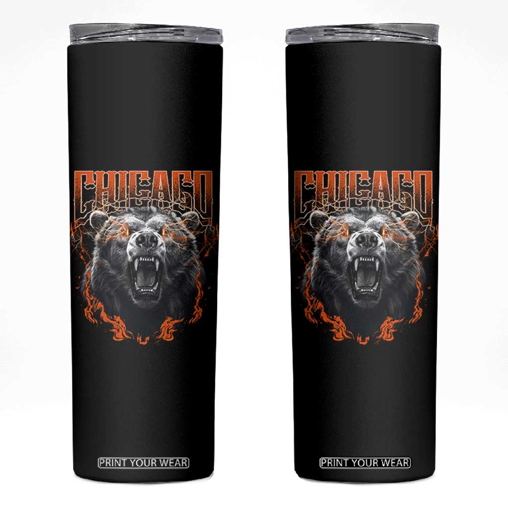 Vintage Chicago Skinny Tumbler Retro Graphic Wild Bear Streetwear Bootleg TS10 Black Print Your Wear