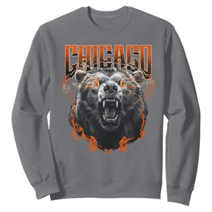Vintage Chicago Sweatshirt Retro Graphic Wild Bear Streetwear Bootleg TS10 Charcoal Print Your Wear
