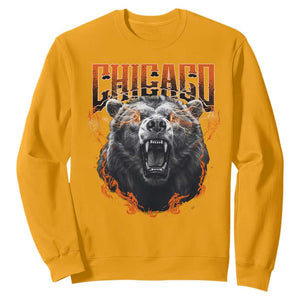 Vintage Chicago Sweatshirt Retro Graphic Wild Bear Streetwear Bootleg TS10 Gold Print Your Wear