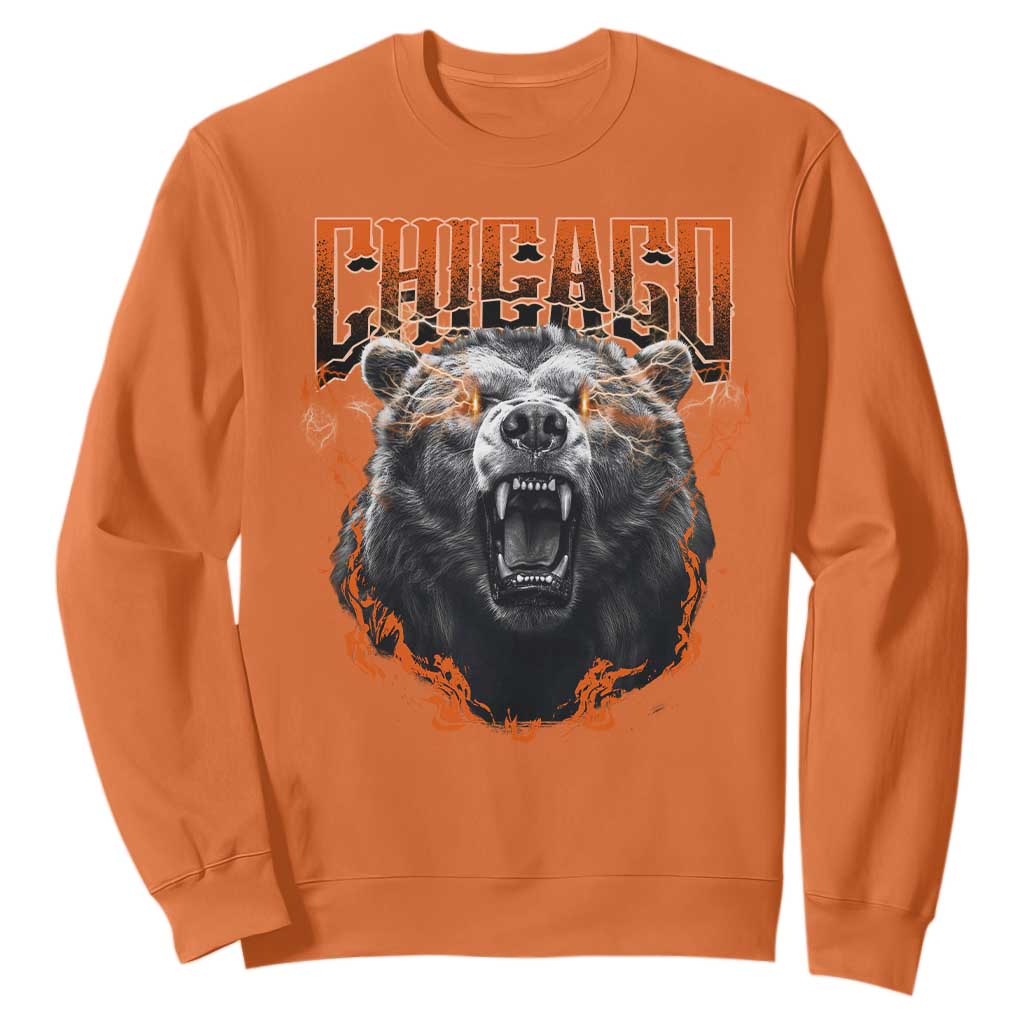 Vintage Chicago Sweatshirt Retro Graphic Wild Bear Streetwear Bootleg TS10 Orange Print Your Wear