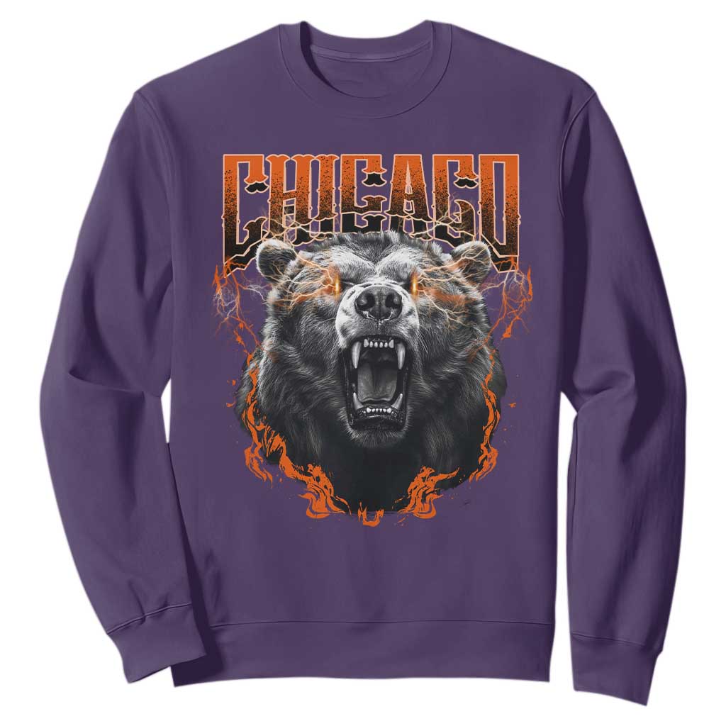 Vintage Chicago Sweatshirt Retro Graphic Wild Bear Streetwear Bootleg TS10 Purple Print Your Wear