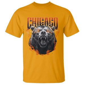 Vintage Chicago T Shirt Retro Graphic Wild Bear Streetwear Bootleg TS10 Gold Print Your Wear